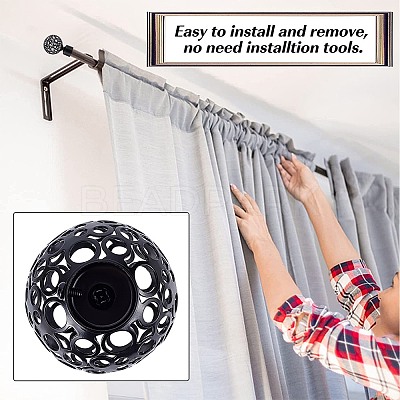 Iron Round Curtain Rod Finials AJEW-WH0248-247-1