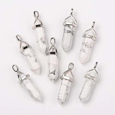 Natural Howlite Double Terminated Pointed Pendants G-F295-04F-1