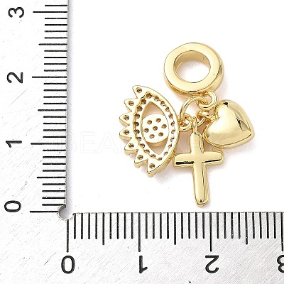 Brass Micro Pave Clear Cubic Zirconia European Dangle Charms KK-D502-13A-G-1
