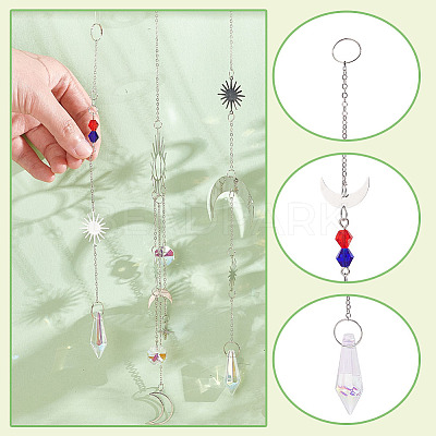 AHADEMAKER 6Pcs 6 Style Hanging Suncatcher HJEW-GA0001-30-1