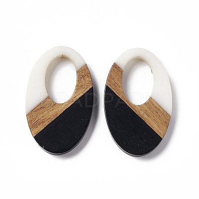 Opaque Resin & Walnut Wood Pendants RESI-M027-02D-1