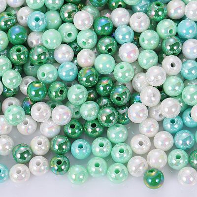 400Pcs 4 Colors Opaque Acrylic Beads MACR-SZ0001-79B-1