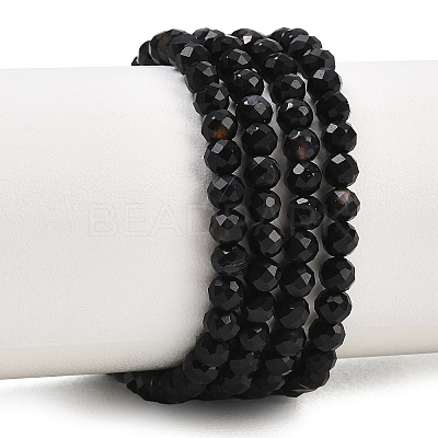 Natural Dyed & Heated Black Onyx Beads Strands G-A129-3mm-25-1
