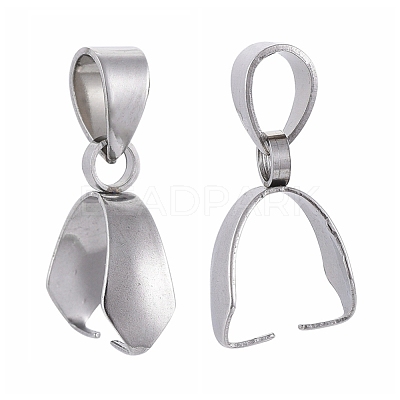 Tarnish Resistant 201 Stainless Steel Pendant Pinch Bails X-STAS-E437-28P-1
