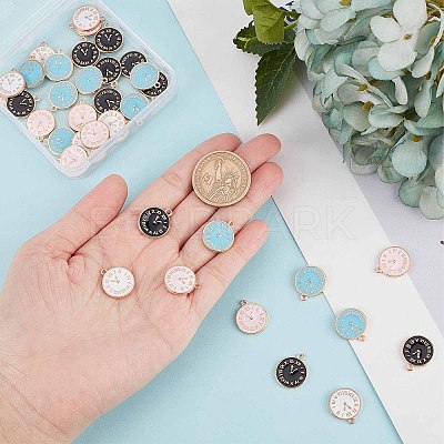 40Pcs 4 Colors Alloy Enamel Pendants ENAM-SC0002-96-1