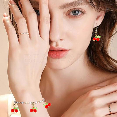 30Pcs Cherry Glass Pendants PALLOY-HY00111-1