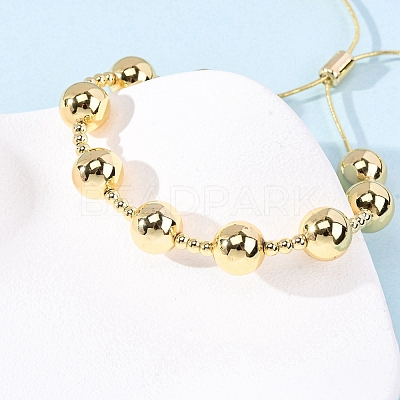 Brass Round Beads Slider Bracelets for Women BJEW-D357-06A-G-1
