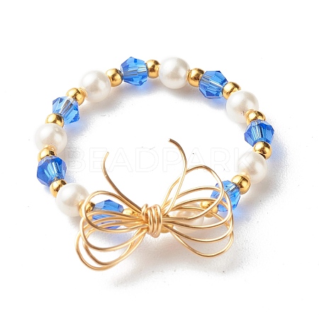Imitate Austrian Crystal Bicone Glass Beaded Finger Rings RJEW-TA00003-04-1