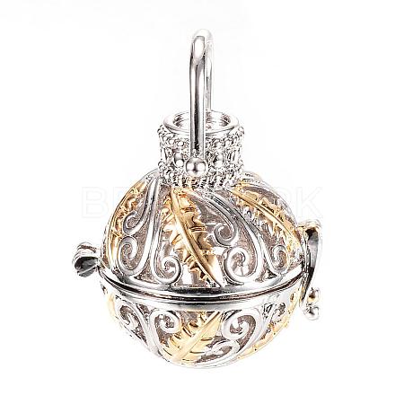 Rack Plating Brass Cage Pendants KK-R036-14-1