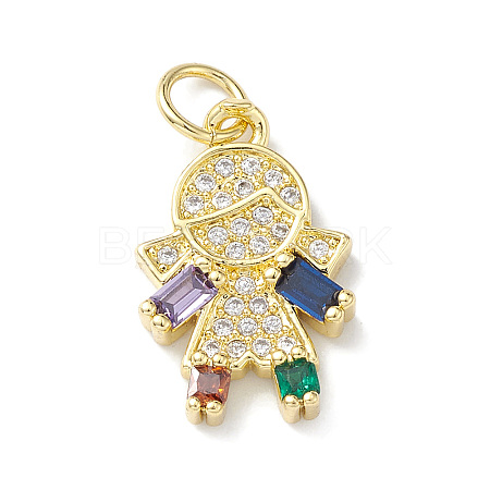 Rack Plating Brass Micro Pave Cubic Zirconia Pendants KK-H443-07G-01-1