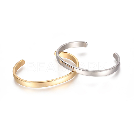 304 Stainless Steel Cuff Bangles STAS-I110-10-4mm-1