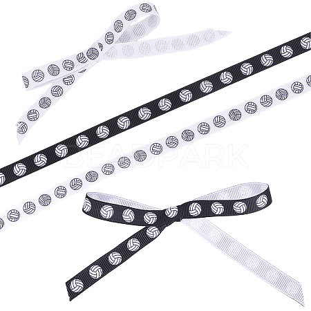 2 Rolls 2 Styles Volleyball Theme Polyester Grosgrain Ribbons OCOR-CP0001-22-1