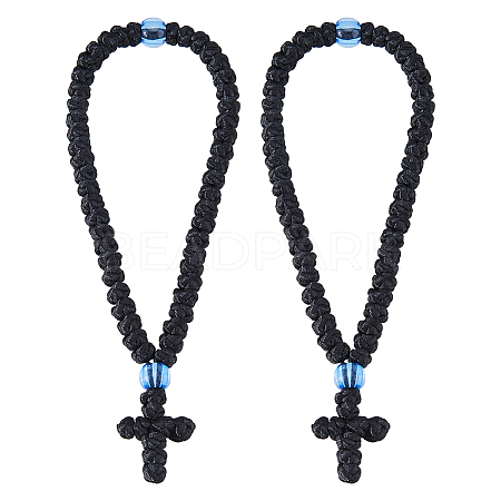 2Pcs Waxed Cord Charm Bracelets BJEW-DC0001-24-1