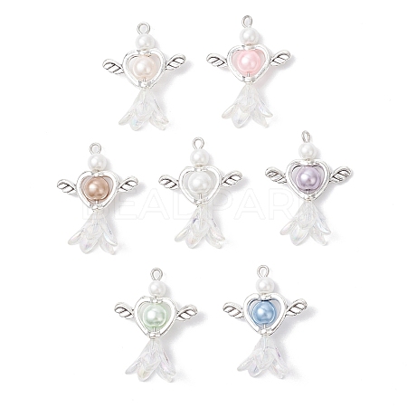 7Pcs Acrylic & Tibetan Style Alloy Pendants PALLOY-JF04330-1