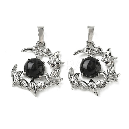 Natural Obsidian Pendants G-B194-01P-08-1