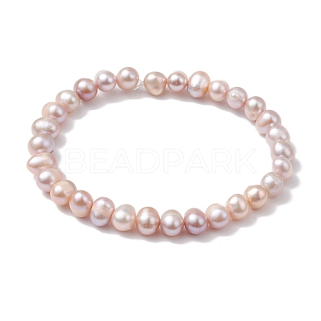 Natural Cultured Freshwater Pearl Potato Beaded Stretch Bracelets BJEW-JB10211-1