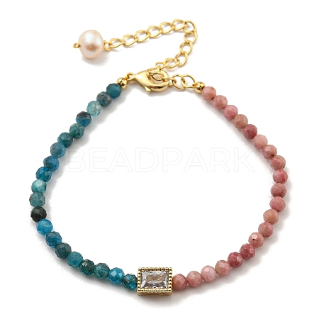 Round Natural Apatite & Rhodonite Beaded Bracelets BJEW-M315-03G-1