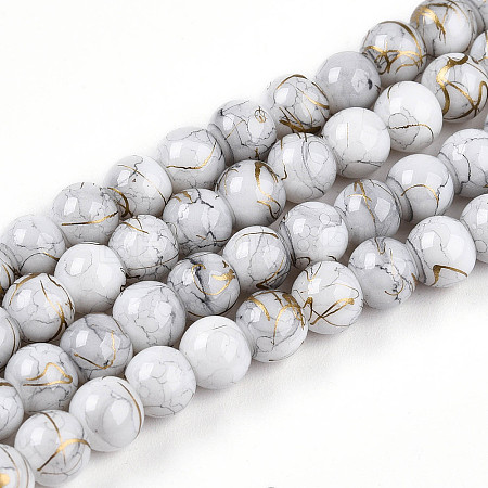 Baking Paint Glass Beads Strands DGLA-N003-6mm-B01-1