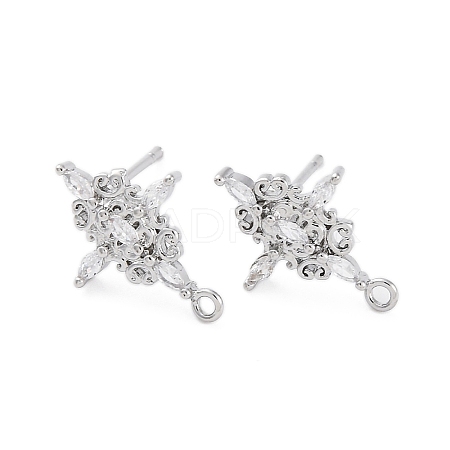 Brass Micro Pave Cubic Zirconia Stud Earrings Finding KK-Z084-03P-1