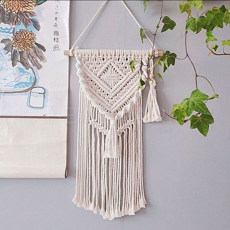 Cotton Cord Macrame Woven Wall Hanging HJEW-C010-13-1