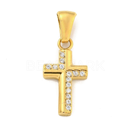 Ion Plating(IP) 304 Stainless Steel Cubic Zirconia Pendants STAS-C102-04A-G-1