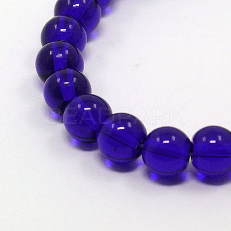 Dark Blue Glass Round Beads Strands X-GR8mm25Y-1