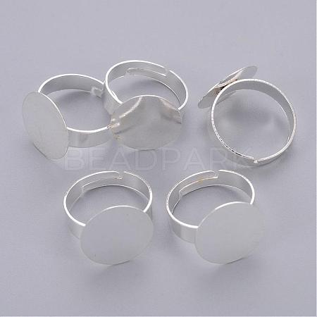 Adjustable Iron Silver Color Plated Pad Ring Base Findings X-IFIN-C046-S-1