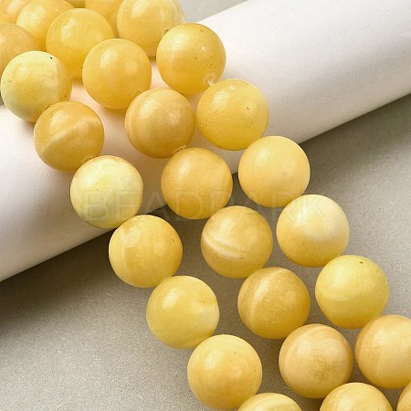 Natural Yellow Jade Beadd Strands G-A274-A01-14mm-1