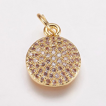 Brass Cubic Zirconia Charms KK-P134-25G-1