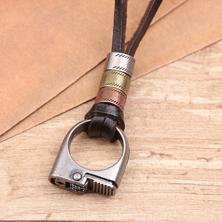 Adjustable Genuine Cowhide Leather Pendant Necklaces NJEW-F235-05M-1