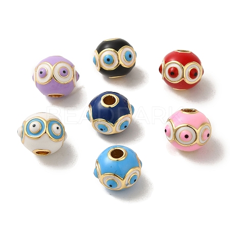 Brass Enamel Beads KK-R162-058G-1