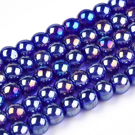 Electroplate Transparent Glass Beads Strands GLAA-T032-T6mm-AB15-1