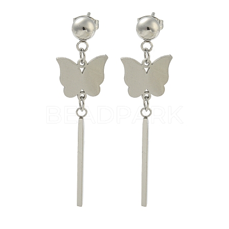 Non-Tarnish Butterfly 304 Stainless Steel Stud Dangle Earrings EJEW-G400-45P-1