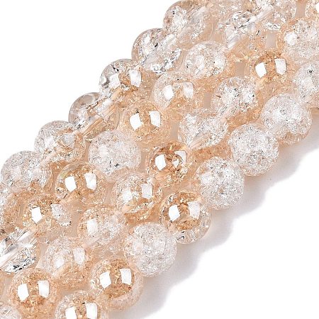 Electroplated Crackle Glass Beads Strands EGLA-N014-6mm-02-1