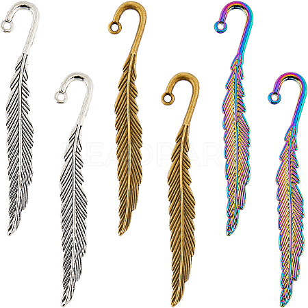 12Pcs 3 Style Alloy Bookmarks Finding with Hole PALLOY-SC0004-29-1