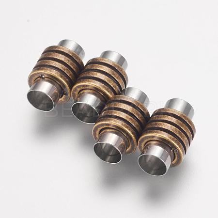 304 Stainless Steel Magnetic Clasps with Glue-in Ends STAS-F124-01AB-1