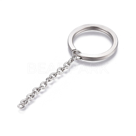 Tarnish Resistant 304 Stainless Steel Split Key Ring Clasps STAS-L226-009D-1