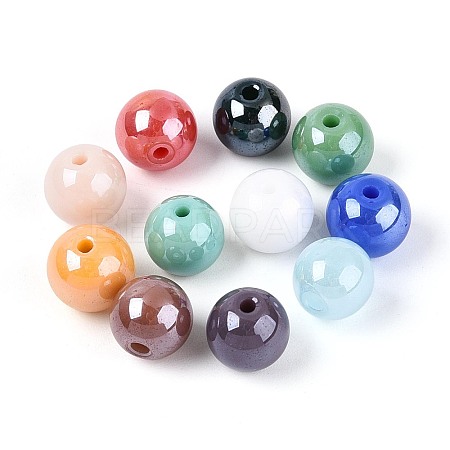 Electroplate Round Glass Beads Strands EGLA-T029-07M-1