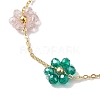Glass Flower Links Bracelets & Necklaces Sets SJEW-JS01296-5