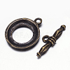 Carved Brushed Brass Ring Toggle Clasps KK-L116-11AB-NF-2