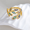 304 Stainless Steel with Natural Shell Cuff Open Rings for Women FS-WGDE0C4-01-2