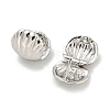 Shell Shape Brass Hoop Earrings EJEW-L211-011H-P-2
