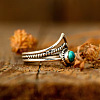 Alloy and Synthetic Turquoise Finger Rings FS-WG19095-02-3
