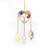 Chakra Natural Gemstone Chips Wire Wrapped Metal Tree of Life Hanging Ornaments PW-WG220CC-01-1