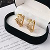 Rack Plating Star Brass Micro Pave Clear Cubic Zirconia Cuff Earrings for Women EJEW-C125-30G-2