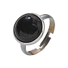 Half Round Natural Black Agate Finger Rings X-RJEW-M062-01P-05-2