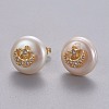 Natural Pearl Stud Earrings EJEW-L231-17G-1