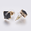 Faceted Glass Stud Earring Findings X-GLAA-F084-C09-2