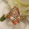 Leaf & Dragonfly Brass Glass Finger Rings FS-WGB6037-04-2