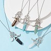 Natural & Synthetic Mixed Gemstone Bullet Pendant Necklace NJEW-JN04513-2